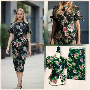 Julie Francis | Vintage 90s skirt suit floral with bows size 4